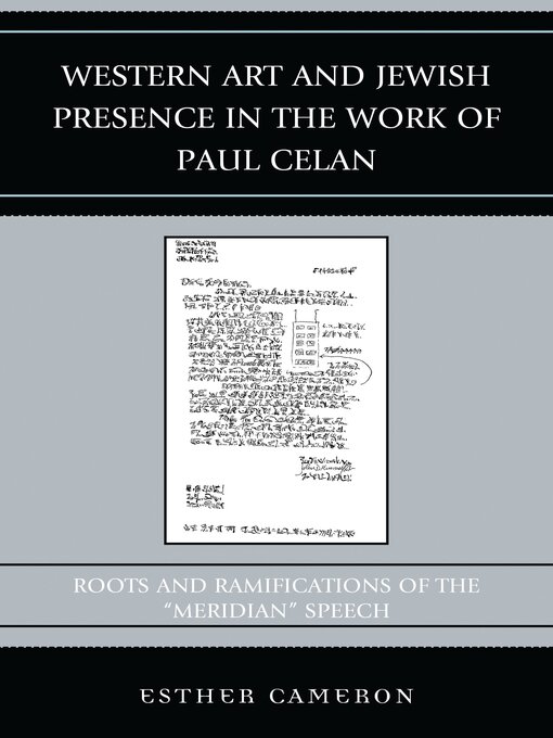 Title details for Western Art and Jewish Presence in the Work of Paul Celan by Esther Cameron - Available